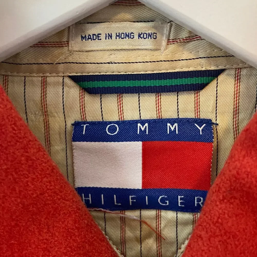 Vintage Tommy Hilfiger Red Wool Blend Shirt Jacket - Men's Size M